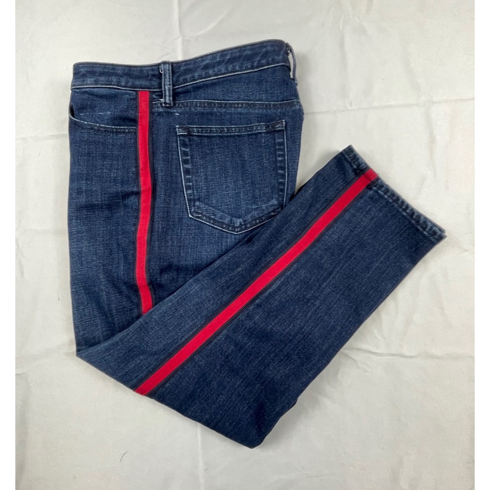 TALBOTS Modern Ankle Jeans Dark Wash Red Side Stripe Denim Blue Mens Size 8P